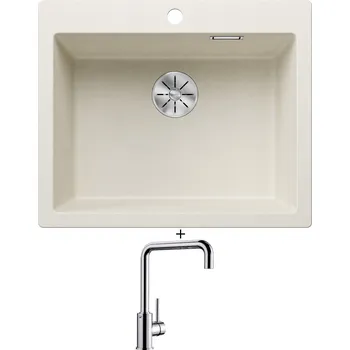 Kuchyňský dřez Granitový dřez SET Blanco PLEON 6 bílá soft 527137 + Blanco MILI chrom 519413