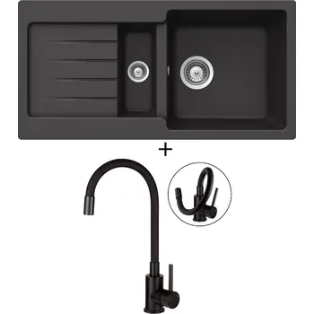 Granitový dřez Granitový dřez SET Schock TYPOS D-150S Nero + Deante NEO LUNO BOC N72M černá matná
