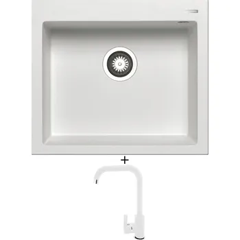 Granitový dřez Granitový dřez SET Pyramis ISTROS (57x50) 1B bílá + Pyramis SILVIO bílá