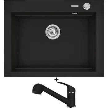 Granitový dřez Granitový dřez SET Pyramis SIROS (67x51,5) 1B černá matná + Pyramis FIDO černá matná