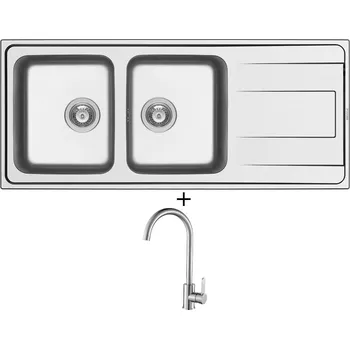 Nerezový dřez Nerezový dřez SET Pyramis ALEA 116X50 2B 1D nerez + Laveo BONA BAB 268D nerez