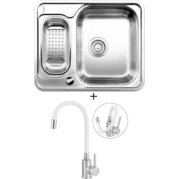 Kuchyňský dřez Nerezový dřez SET Blanco LANTOS 6-IF nerez kartáčovaný 516676 + Deante NEO LUNO BOC W720 nerez