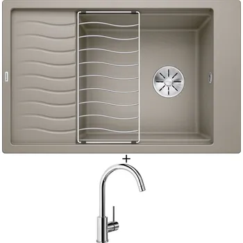 Granitový dřez SET Blanco ELON XL 6 S tartufo 524851 + odkapová mřížka + Blanco MIDA chrom 517742