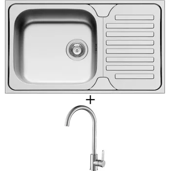 Nerezový dřez Nerezový dřez SET Pyramis DORIAN (86X50) 1B 1D nerez + Laveo BONA BAB 268D nerez