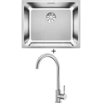 Nerezový dřez SET Blanco SOLIS 500-IF nerez kartáčovaný 526123 + Deante LIMA BBM F62M nerez
