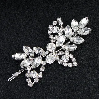 Souprava šperků B-TOP Elegantní krystalová sponka do vlasů Leaves - stříbrná