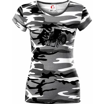 Dámské tričko Vozíčkář 2WD - Dámské maskáčové triko - S ( Šedý maskáč )