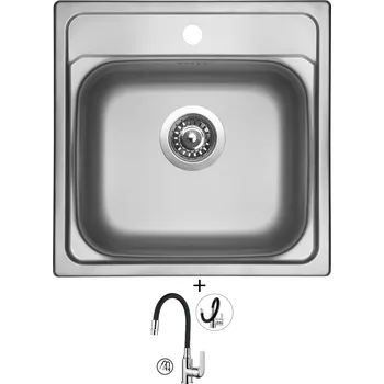 Nerezový dřez Nerezový dřez SET Sinks MANAUS 480 V nerez leštěný + Kuchinox ELZA BKE 762D chrom/černá