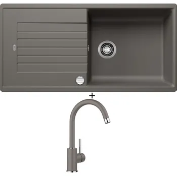 Kuchyňský dřez Granitový dřez SET Blanco ZIA XL 6 S šedá vulkán + excentrické ovládání + Blanco MIDA šedá vulkán 526965