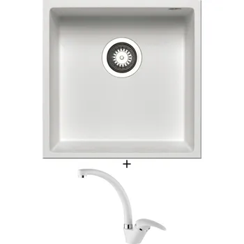 Granitový dřez Granitový dřez SET Pyramis TETRAGON (40x40) 1B bílá + Pyramis OSSIA bílá