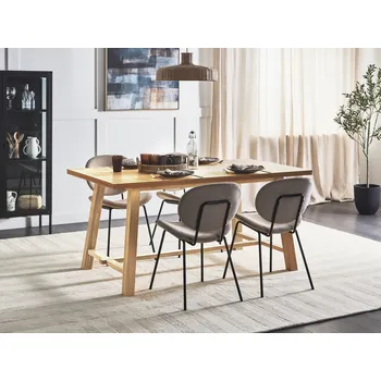 Jídelní stůl přírodní jasan mdf kaučukové dřevo 160 x 90 cm dřevěné nohy obdélníkový minimalistický skandinávský styl kuchyně Beliani