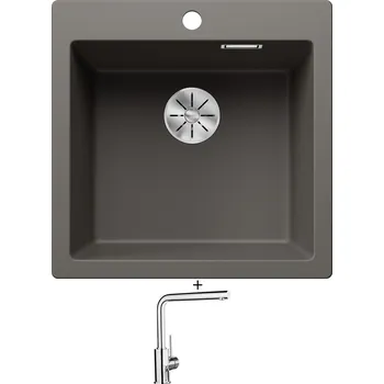 Granitový dřez Granitový dřez SET Blanco PLEON 5 šedá vulkán 527318 + Blanco MILA chrom 519414