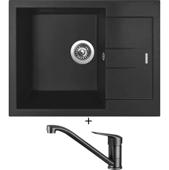 Granitový dřez Granitový dřez SET Sinks AMANDA 650 metalblack + Deante NEO BORO BMO N60M černá matná
