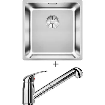 Dřez pod desku SET Blanco SOLIS 400-U nerez kartáčovaný 526117 + Blanco DARAS-S chrom 517731