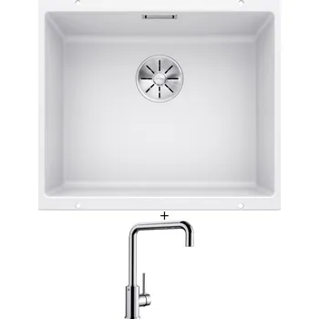 Granitový dřez Dřez pod desku SET Blanco SUBLINE 500 U bílá 523436 + Blanco MILI chrom 519413