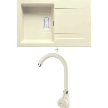 Granitový dřez Granitový dřez SET Pyramis KARTESIO (79x50) 1B 1D vanilka + Pyramis BELLO vanilka