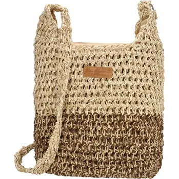 Kabelka Dámská crossbody proutěná kabelka hnědá – PE-Florence Natural Life 22455, kabelka vak, papírové lano, nastavitelný dlouhý popruh, zapínání na zip | Cooltovka.cz