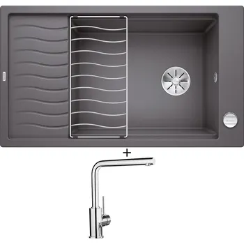 Granitový dřez Granitový dřez SET Blanco ELON XL 8 S šedá skála + excentrické ovládání + Blanco MILA chrom 519414