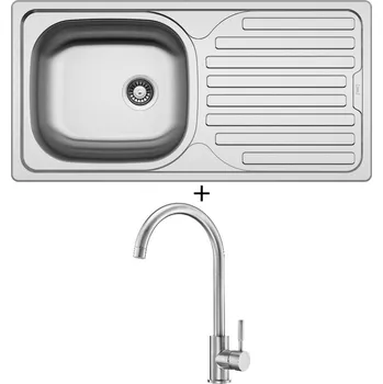 Kuchyňský dřez Nerezový dřez SET Sinks CLASSIC 860 V nerez matný + Deante LIMA BBM F62M nerez