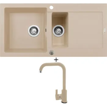 Granitový dřez Granitový dřez SET Pyramis MIDO (100x50) 1 1/2B 1D béžová + Pyramis SILVIO béžová