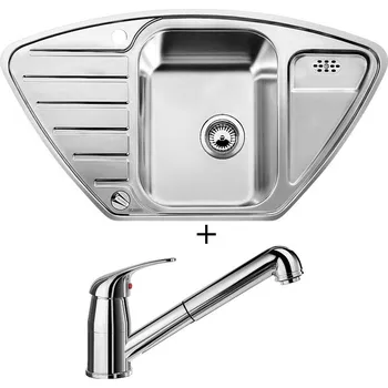 Nerezový dřez Nerezový dřez SET Blanco LANTOS 9 E-IF nerez kartáčovaný s excentrem 516277 + Blanco DARAS-S chrom 517731