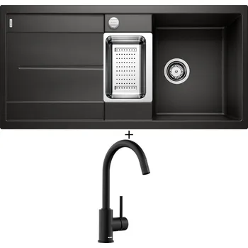 Granitový dřez Granitový dřez SET Blanco METRA 6 S černá s excentrem 525926 + Blanco MIDA černá matná 526649