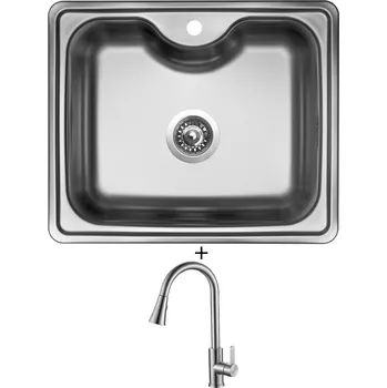 Nerezový dřez Nerezový dřez SET Sinks BIGGER 600 V nerez matný + Laveo BONA BAB 269U nerez