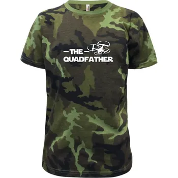 Dron quadfather - Dětské maskáčové triko - 104-110cm / 3-4 roky ( Zelený maskáč )