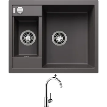 Granitový dřez Granitový dřez SET Blanco METRA 6 šedá skála s excentrem 518874 + Blanco MIDA chrom 517742