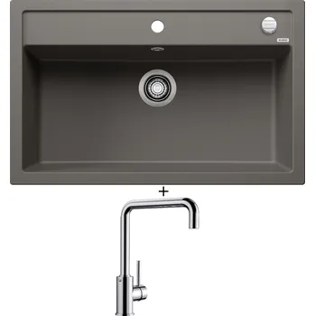 Granitový dřez Granitový dřez SET Blanco DALAGO 8 šedá vulkán s excentrem 527248 + Blanco MILI chrom 519413