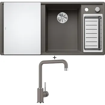 Granitový dřez Granitový dřez SET Blanco AXIA III 6 S šedá vulkán s excentrem + skleněná krájecí deska 527228 + Blanco MILI šedá vulkán 527460