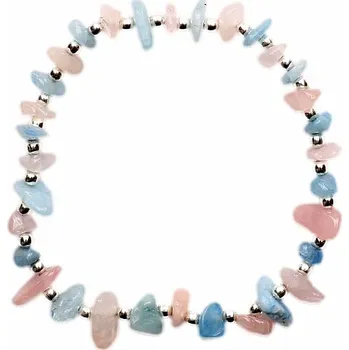 Náramek Akvamarín a růženín náramek sekaný extra obvod cca 16 až 22