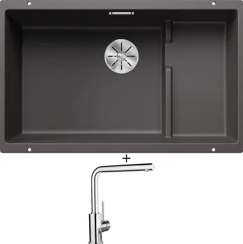 Granitový dřez Dřez pod desku SET Blanco SUBLINE 700 U Level šedá skála + koš z nerezu 523453 + Blanco MILA chrom 519414