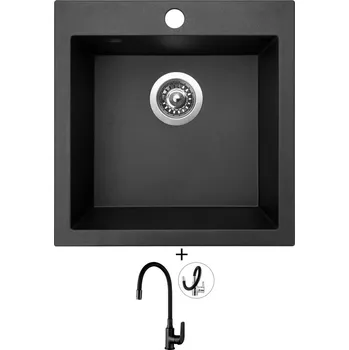 Granitový dřez Granitový dřez SET Sinks VIVA 455 metalblack + Kuchinox ELZA BKE B61D černá matná