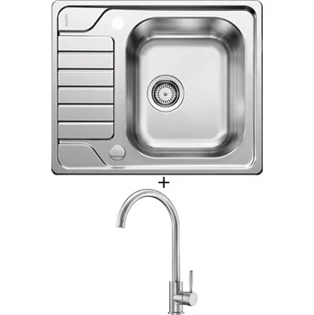 Kuchyňský dřez Nerezový dřez SET Blanco DINAS 45 S Mini nerez kartáčovaný s excentrem 525123 + Deante LIMA BBM F62M nerez