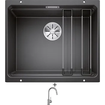 Granitový dřez Dřez pod desku SET Blanco ETAGON 500-U antracit 522227 + Blanco MIDA-S chrom 521454