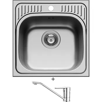 Nerezový dřez Nerezový dřez SET Pyramis ET 34 1B nerez + Deante CORIO BFC 060M chrom