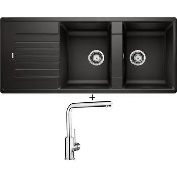 Granitový dřez SET Blanco ZIA 8 S černá 526027 + Blanco MILA chrom 519414