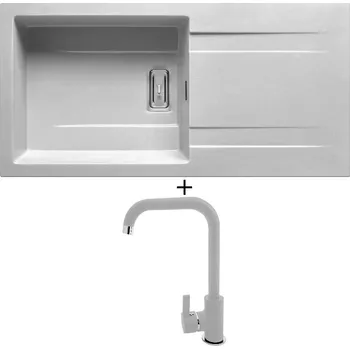 Granitový dřez Granitový dřez SET Pyramis KARTESIO (100x50) 1B 1D PLUS šedá + Pyramis SILVIO šedá