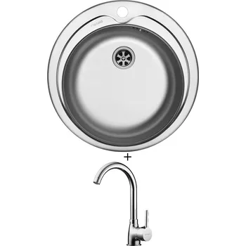 Nerezový dřez Nerezový dřez SET Pyramis KIBA 1 1/2 nerez + Pyramis BELLO chrom