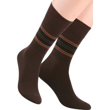 Chlapecké spodní prádlo Pánské oblek ponožky s barevných pruhů STEVEN 056/6 Barva/Velikost: hnědá tmavá / 39/41