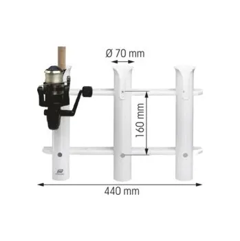 Vodácké vybavení Držák prutu tuhý PVC trojitý bílý