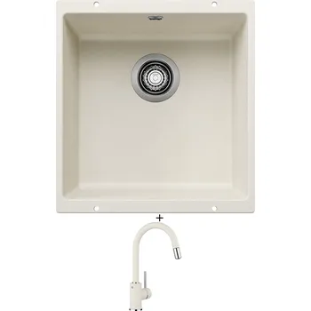 Granitový dřez Dřez pod desku SET Blanco ROTAN 400 U bílá soft 527145 + Blanco MIDA-S bílá soft 526968