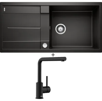 Granitový dřez Granitový dřez SET Blanco METRA XL 6 S černá + excentrické ovládání + Blanco MILA černá matná 526657