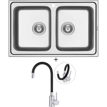 Nerezový dřez Nerezový dřez SET Pyramis ALEA (79x50) 2B nerez + Deante NEO LUNO BOC B720 nerez