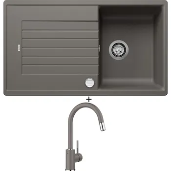 Granitový dřez Granitový dřez SET Blanco ZIA 45 SL šedá vulkán + excentrické ovládání + Blanco MIDA-S šedá vulkán 526967