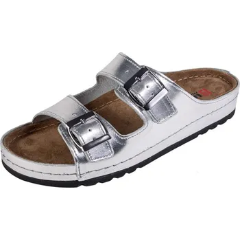 Dámské pantofle Buxa Dámské kožené pantofle BZ110 - stříbrná Velikost: 38