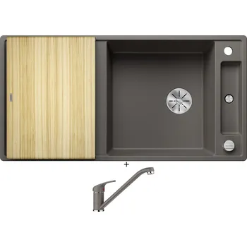 Granitový dřez Granitový dřez SET Blanco AXIA III XL 6 S šedá vulkán + dřevěná krájecí deska 527235 + Blanco DARAS šedá vulkán 526934