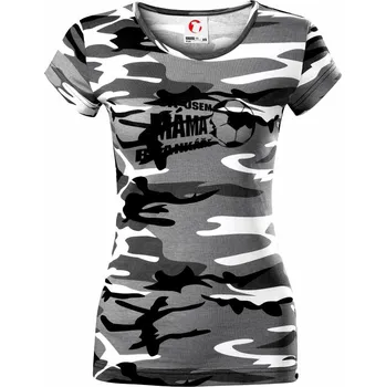 Dámské tričko Já jsem táta - máma brankáře - fotbal - Dámské maskáčové triko - XS ( Šedý maskáč )