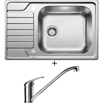 Kuchyňský dřez Nerezový dřez SET Blanco DINAS XL 6 S Compact nerez kartáčovaný s excentrem 525120 + Blanco DARAS chrom 517720